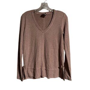 H By Bordeaux Womens V Neck Lightweight Knit Sweater Long Sleeve Size S Mauve